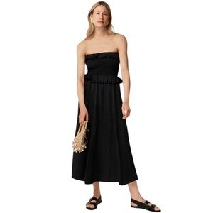 NEW J. CREW Tall Ravenna dress in ramie Black Size TM (Tall Medium) NWT